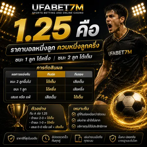 1.25 คือ หนึ่งลูกควบหนึ่งลูกครึ่ง ทีมต่อชนะ 2 ลูกได้เต็ม