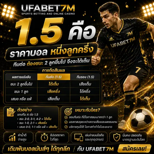 1.5 คือ ราคาลูกครึ่ง ทีมต่อยิง 2 ลูกขึ้นไปจึงได้เต็ม